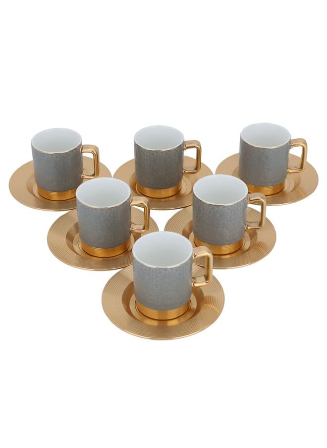 Grey Porcelain Coffee Cup Set with Golden Steel Plate 12 Pieces - pzsku/Z3AAEED15E8E203464EADZ/45/_/1722251740/f9bd7743-2d76-43b9-bd3c-8a7dd761d1b9