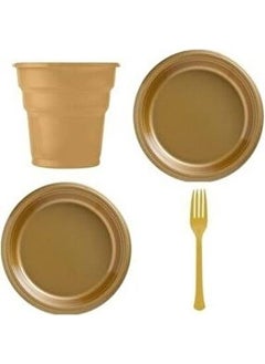 Mert Ambalaj Gold Part SET25 PLATES25 FORKS25 Tumblers 
