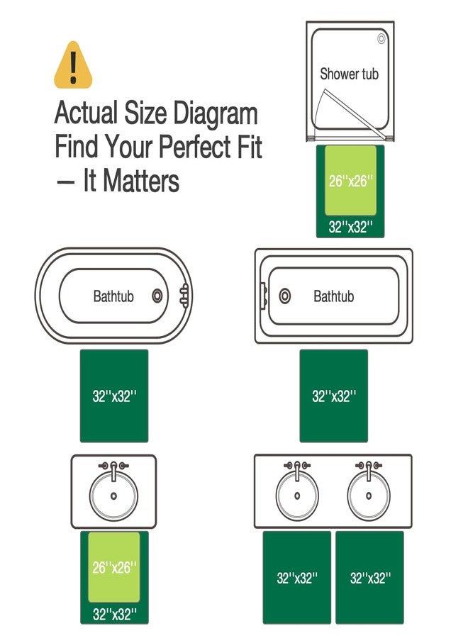 LUMI Beach Bathroom Rug Square, Non Slip Bath Mat Quick Dry, Ultra Soft Washable Absorbent, Ocean Sea Theme Bath Rug for Shower Floor, Home Decor, Kids Room, Bathtub, 32"x32" - Image 2