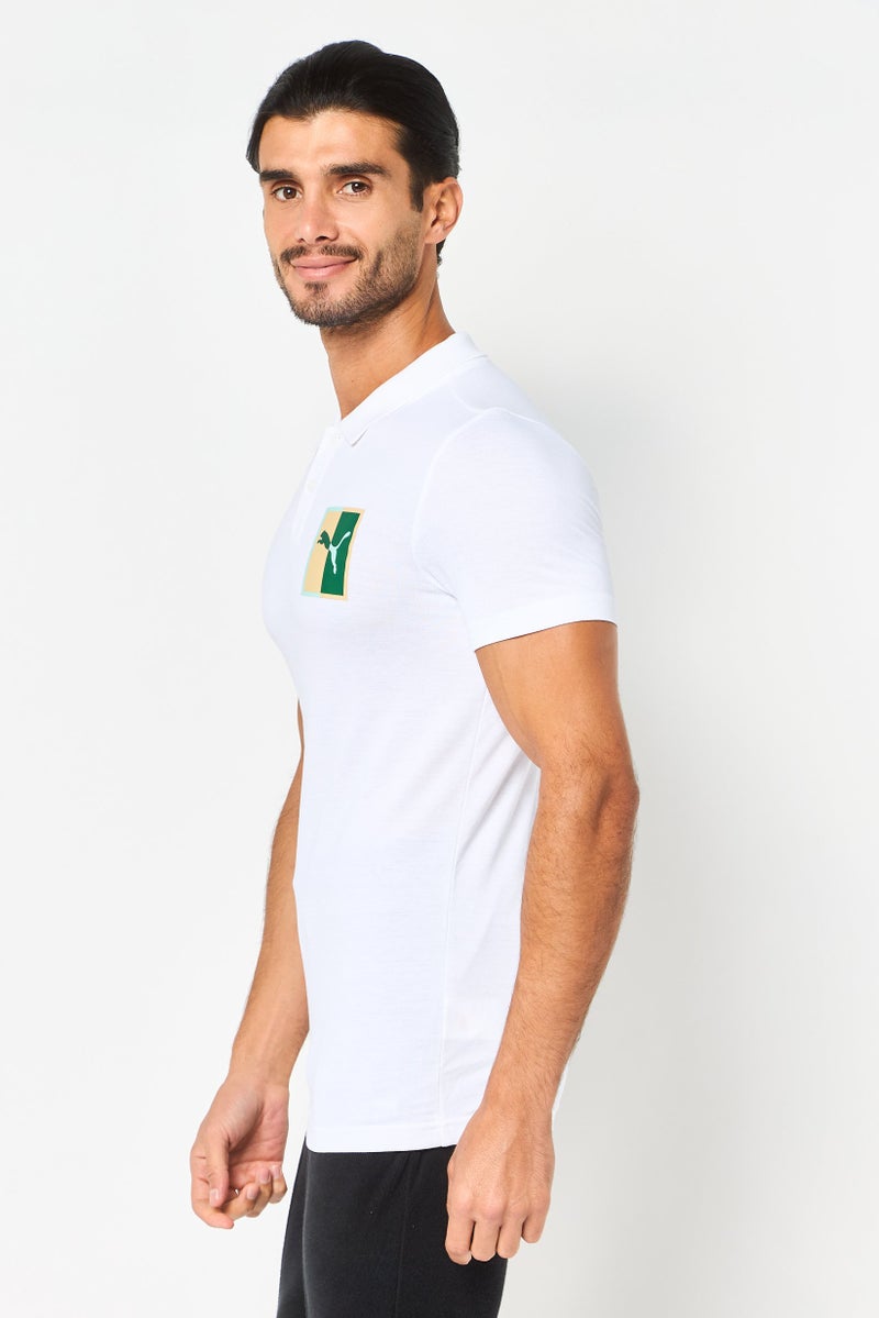 PUMA قميص بولو خارجي للرجال بقصة ضيقة بأكمام قصيرة، أبيض - Image 2