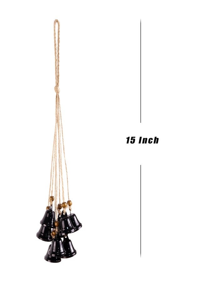 Fishknow Hanging Witch Bells for Door,2 Pc Halloween Door Bells Hanger Christmas Bells for Witchy Home Decor 8 Black Bells Witchcraft Supplies - Image 2