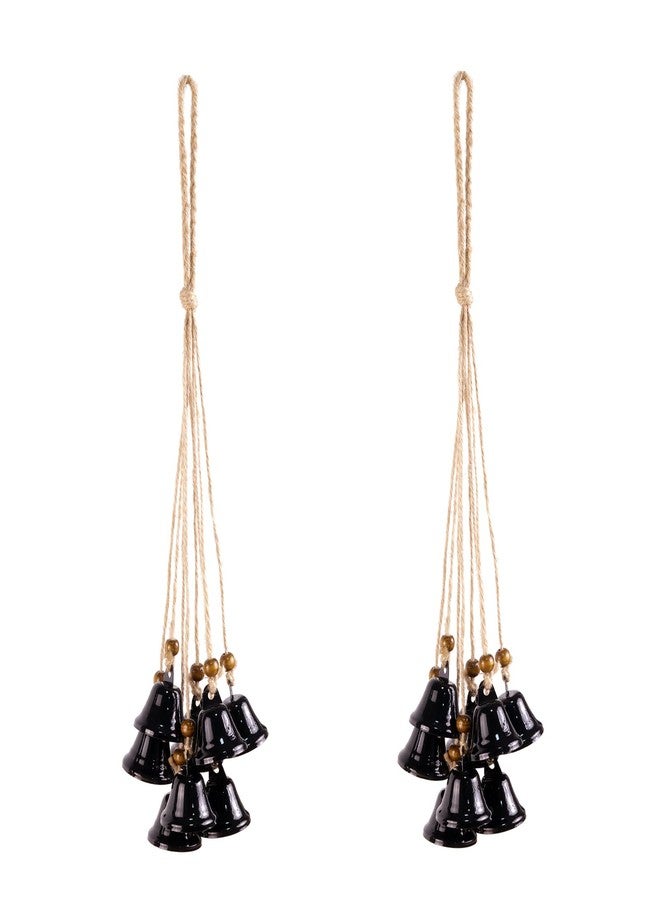 Fishknow Hanging Witch Bells for Door,2 Pc Halloween Door Bells Hanger Christmas Bells for Witchy Home Decor 8 Black Bells Witchcraft Supplies - Image 1
