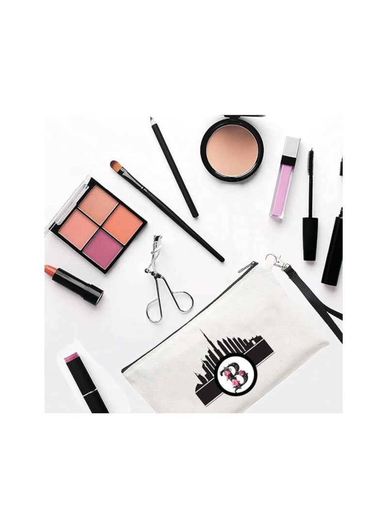 Dubai Skyline With Initial Monogram Cosmetic Bag-Monogram Makeup Case-Dubai Skyline Makeup Pouch-Cosmetic Pouch For Travelers - Image 2