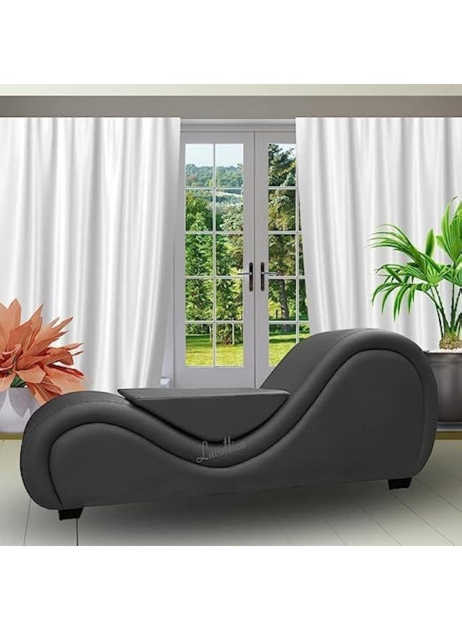 Comfynest S-Shape Love Sofa Modern Loveseats Yoga Chaise lounge With Center cushion Love Chair (Black)  - Image 1