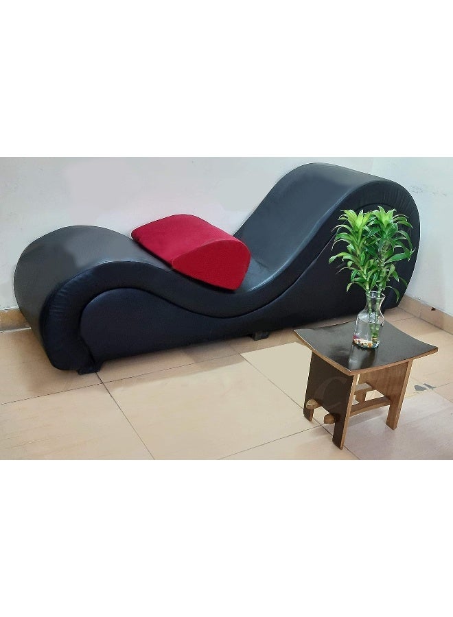 Comfynest S-Shape Love Sofa Modern Loveseats Yoga Chaise lounge With Center cushion Love Chair (Black)  - Image 3