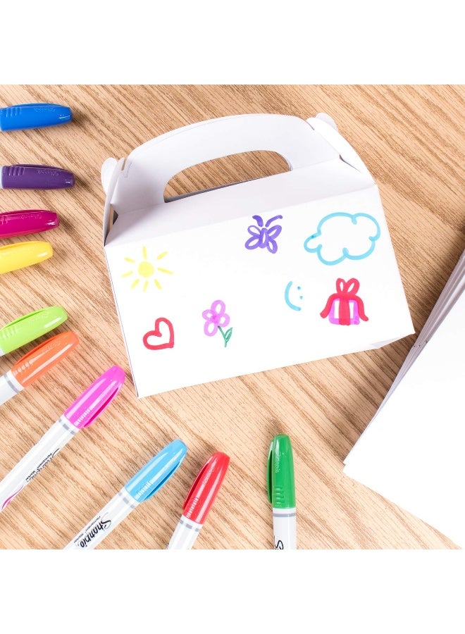 Super Z Outlet Blank White Color Treat Gift Paper Cardboard Boxes with Handles, Arts & Crafts Candy Goodie Bags, Picnic, Birthday Party Favors, Baby Shower, Weddings (12 Pack, 6.25" x 3 1/2" x 3.25") - Image 5