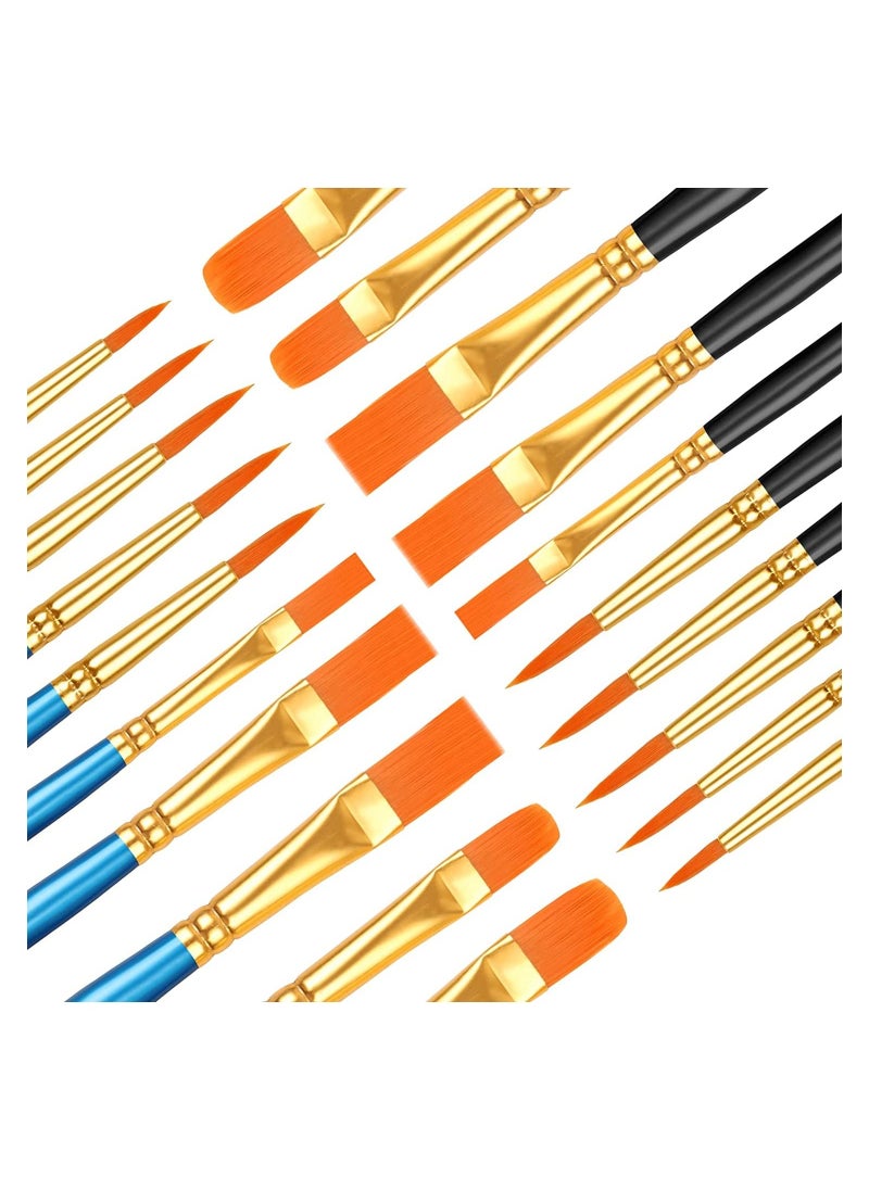 Generic - 20 Pcs Paint Brushes, Paint Brush Set, Paint Brushes for Acrylic Painting, Watercolor Brushes, Acrylic Paint Brushes for Acrylic Oil Watercolor, Miniature Detailing, and Rock Painting - Image 1