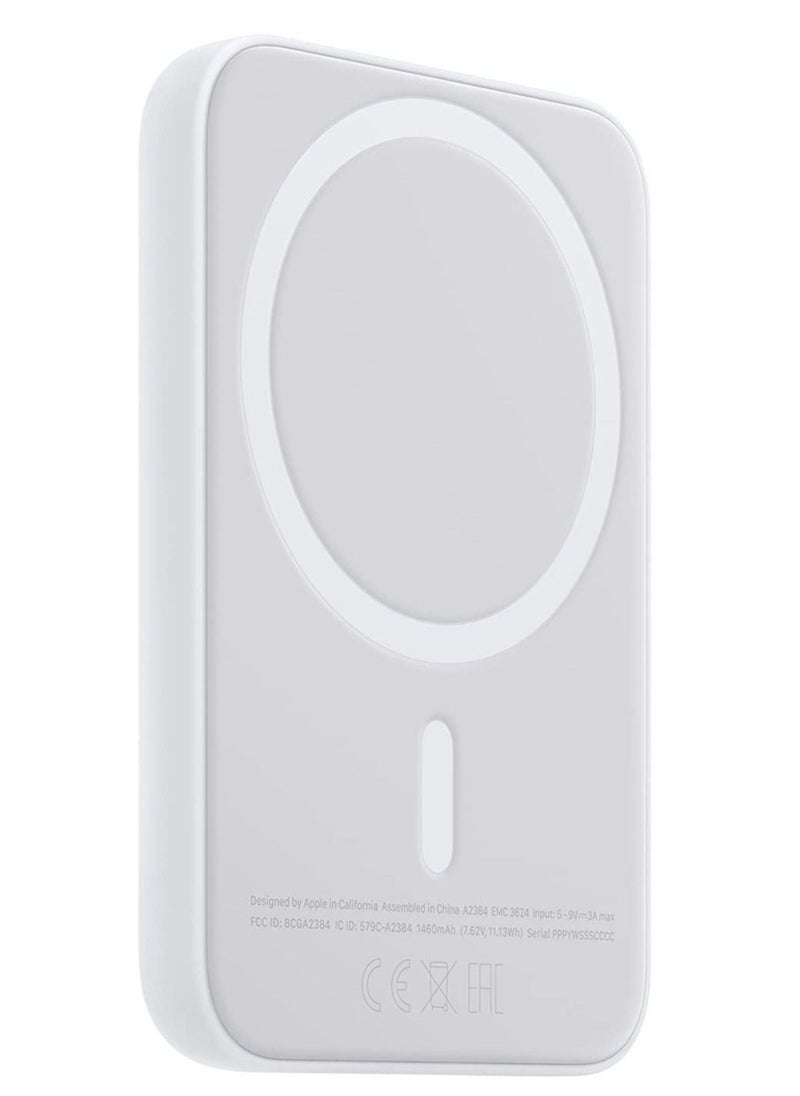 ELTRAZONE - MagSafe Compatible Battery Pack for iPhone 14 Pro Max, Up to 15W Wireless Charging, Non-Interference with Cards & Fobs, White - Image 1