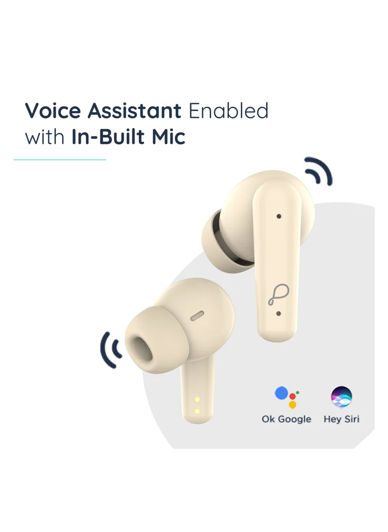 Pebble Noise Canceling True Wireless Earbuds With 20 Hour Playtime, Splash Proof, Type C Fast Charging Case, Peach