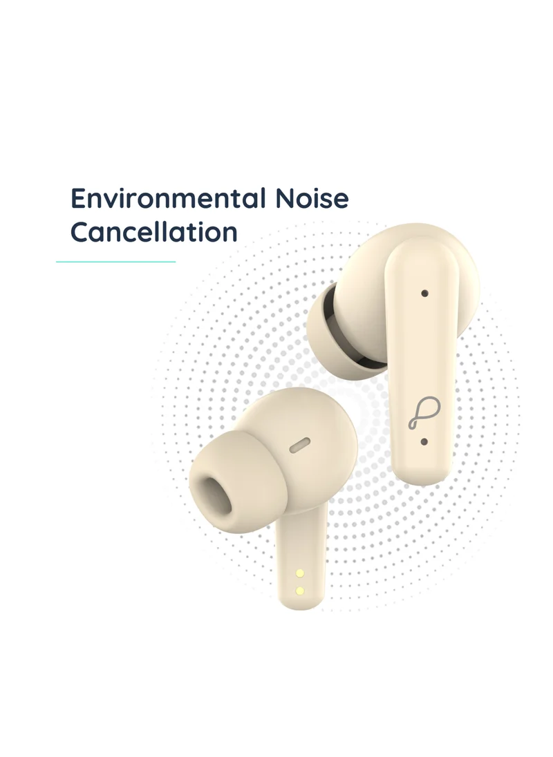 Pebble Noise Canceling True Wireless Earbuds With 20 Hour Playtime, Splash Proof, Type C Fast Charging Case, Peach