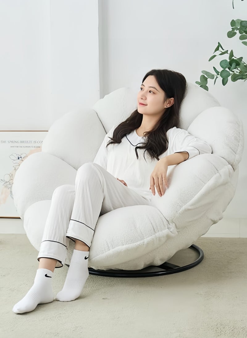 GGEROU Rocking Floor Sofa Chair, High-Density Foam Single Bean Bag Couch, Armless Lazy Floor Sofa, Modern Lounge Sofa Tatami for Living Room Bedroom Salon White - Image 1