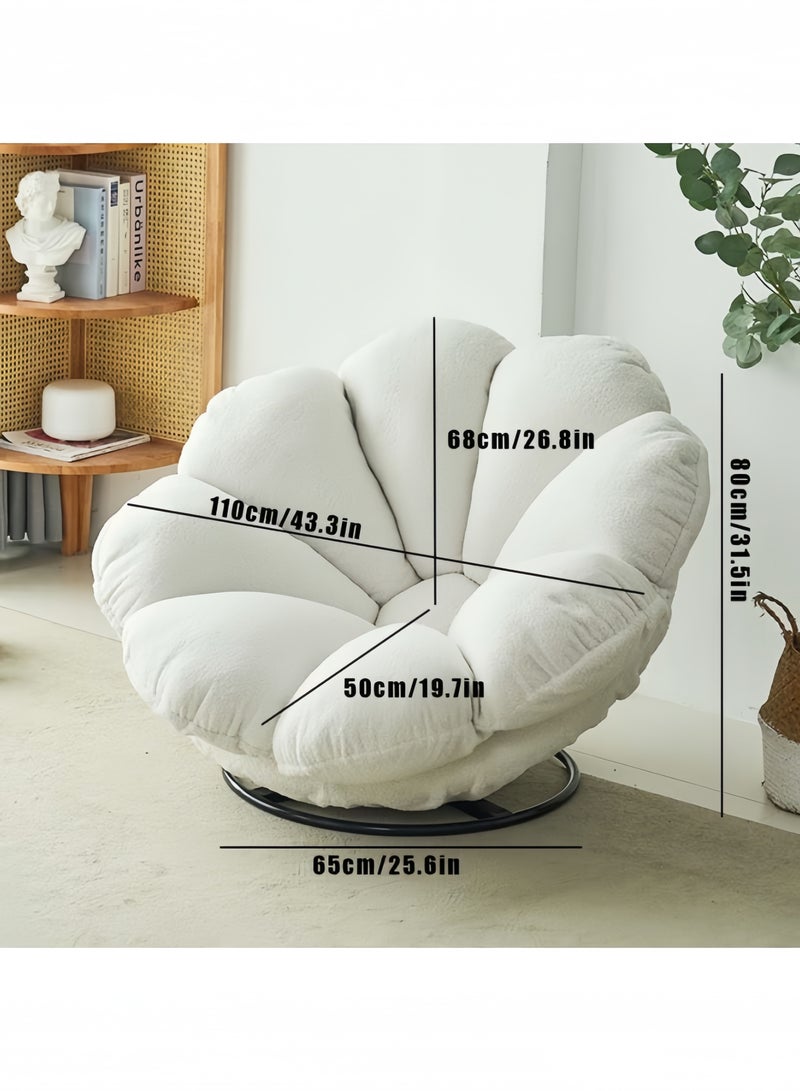 GGEROU Rocking Floor Sofa Chair, High-Density Foam Single Bean Bag Couch, Armless Lazy Floor Sofa, Modern Lounge Sofa Tatami for Living Room Bedroom Salon White - Image 2