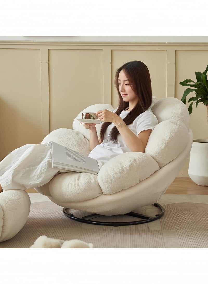 GGEROU Rocking Floor Sofa Chair, High-Density Foam Single Bean Bag Couch, Armless Lazy Floor Sofa, Modern Lounge Sofa Tatami for Living Room Bedroom Salon White - Image 4