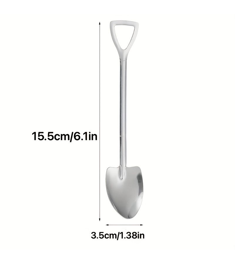 Silvery Stainless Steel Ice Cream Spoons 5 Piece Set Shovel Design for Dessert Kitchen - Image 2