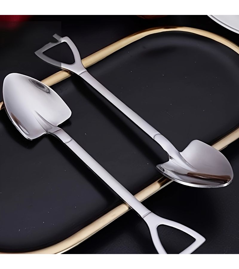 Silvery Stainless Steel Ice Cream Spoons 5 Piece Set Shovel Design for Dessert Kitchen - Image 5