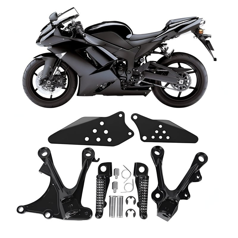 Front Rider Foot Pegs Bracket For Kawasaki ZX6R ZX-6R 2005 2006 2007 2008 ZX636 2005 2006
