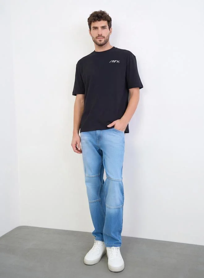 Men Regular Fit Paneled Jeans