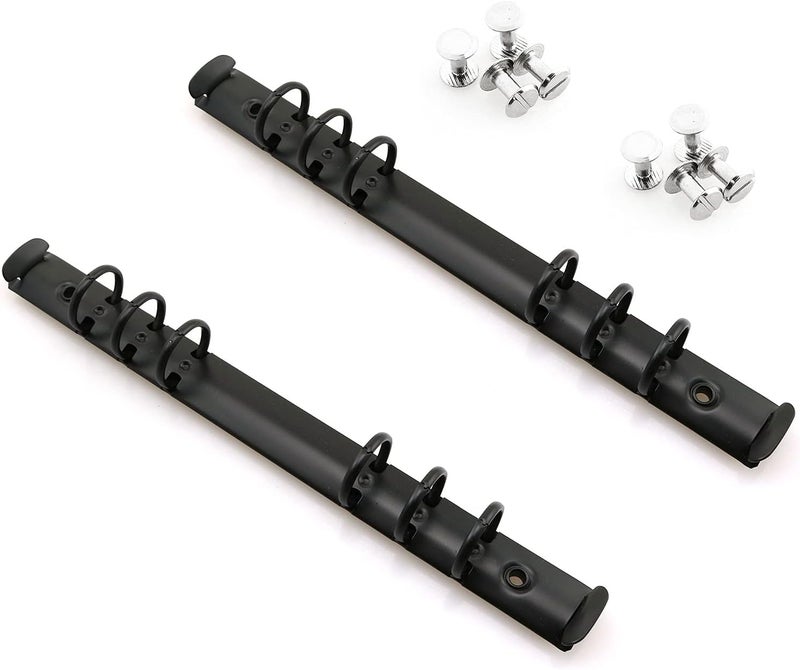 heyous 2pcs A5 Notebook 6-Hole Ring Binder Mechanisms 1.9cm Diameter Black Color Metal Clip Ring Binder DIY Fill Paper Storage Folder Accessories - Image 1