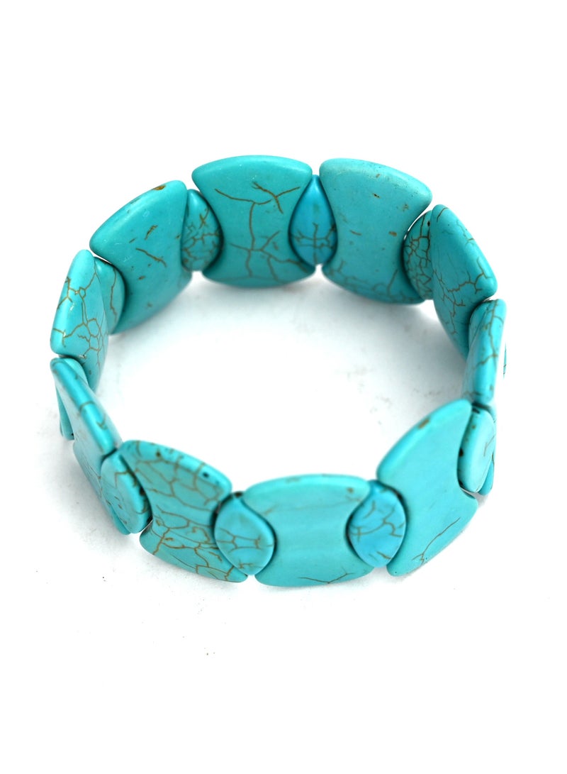 Light Blue Turquoise Stones Bracelet For Girls, Boho Jewellery For Women For Different Occasions, Men Bracelet Blue Stylish; Mens Bracelet For Birthday Gift, Unisex Friendship Bracelet With Beads - Image 1