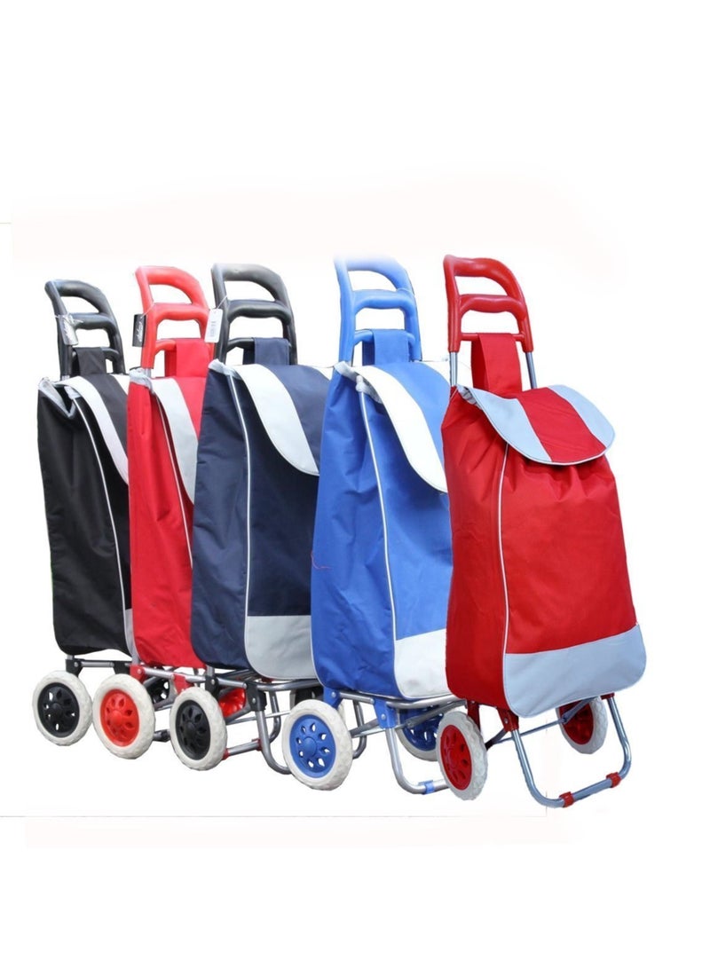 DubaiGallery 1Pcs Random Color Foldable Shopping Trolly Luggage Bag Vegetable Trolley with Wheel Easy to Carry Travelling Luggage Trolley Bag with Good Looking and Easy Carring - Image 1