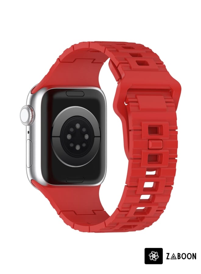 Zaboon Apple Watch SE 44mm Square Buckle Armor Style Silicone Watch Band - Image 2