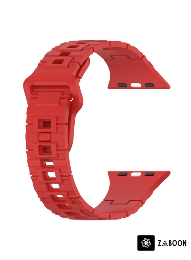Zaboon Apple Watch SE 44mm Square Buckle Armor Style Silicone Watch Band - Image 3