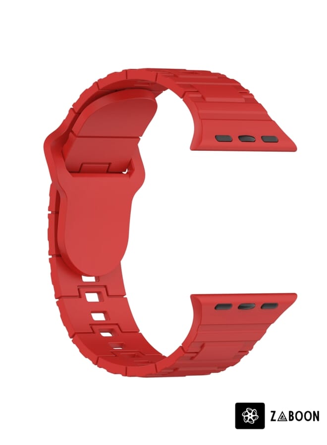 Zaboon Apple Watch SE 44mm Square Buckle Armor Style Silicone Watch Band - Image 4