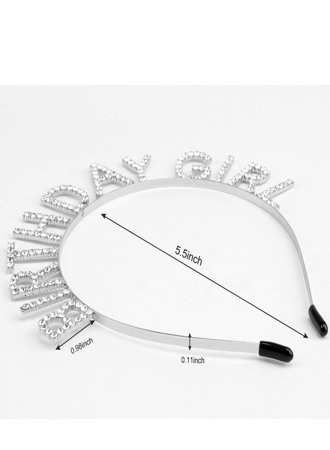 AOPRIE Birthday Girl Headband Tiara for Women & Girls - Happy Birthday Princess Crown Rhinestone Accessory, Silver - Image 3