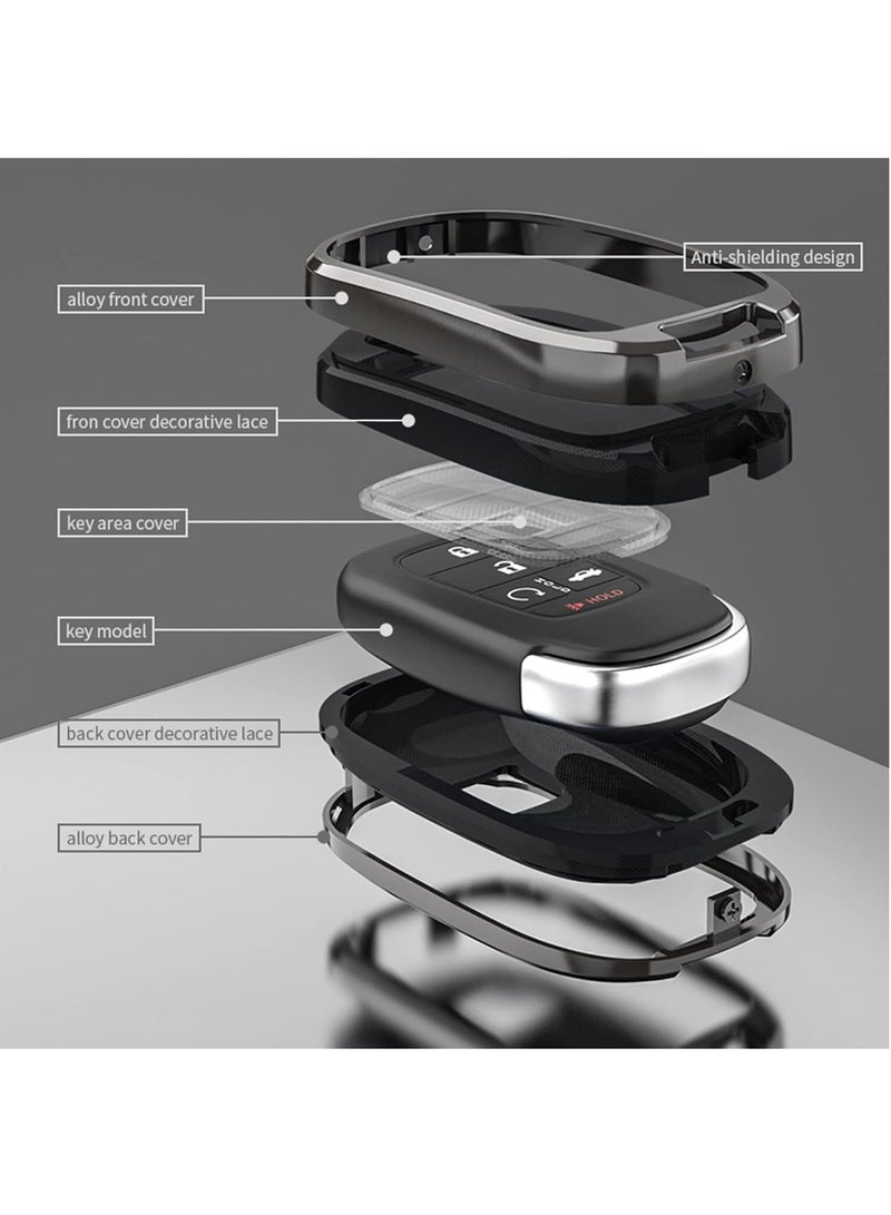 رات سو بالنسبة لغطاء مفتاح هوندا Honda Accessories  لعلبة مفتاح هوندا لعامي 2022 و 2023 هوندا أكورد سيفيك إتش أر في سي آر في بيلوت سبورت إكس إي إكس إل تورينج سمارت كي - أسود  - Image 3