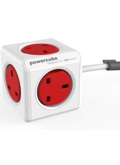 Allocacoc Allocacoc Universal Powercube 3m Extension Cord with USB Port, Red  - Image 1