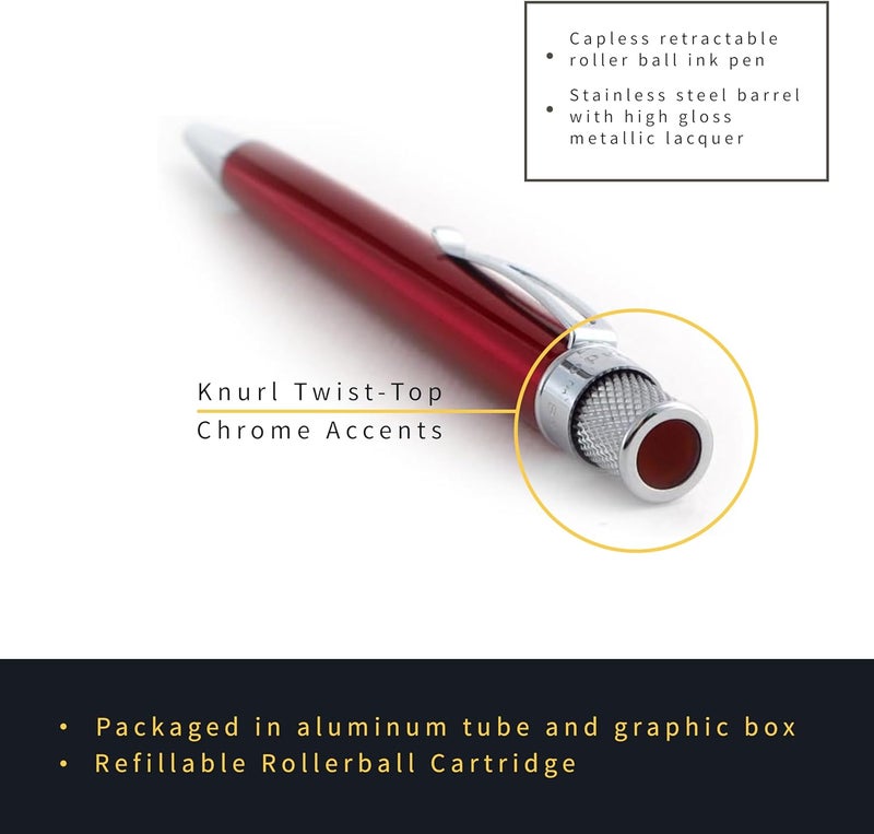 Retro 51 Tornado Classic Lacquer Red Rollerball Pen - Image 2