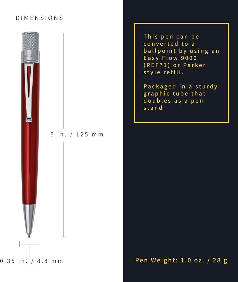 Retro 51 Tornado Classic Lacquer Red Rollerball Pen - Image 5