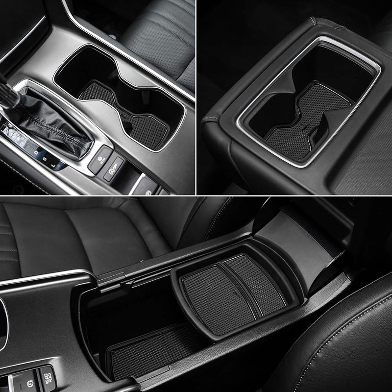 Auovo 17pcs Anti-dust Mats for Honda Accord Accessories 2018 2019 2020 2021 2022 Interior Car Cup Holder Inserts,Center Console Liner,Door Pocket Liner Mat(Black) - Image 1