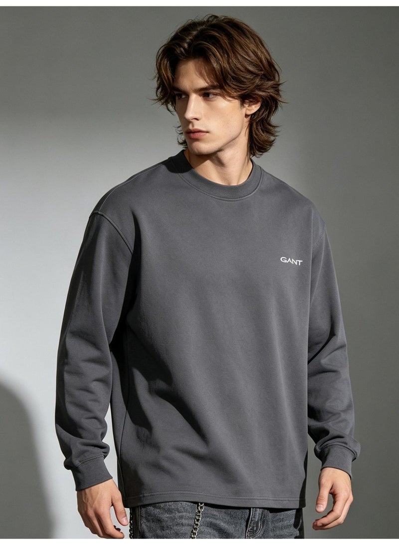 GANT Men Crew Neck Long Sleeve Smart Casual Street Sweatshirt Charcoal Dark Grey - Image 1