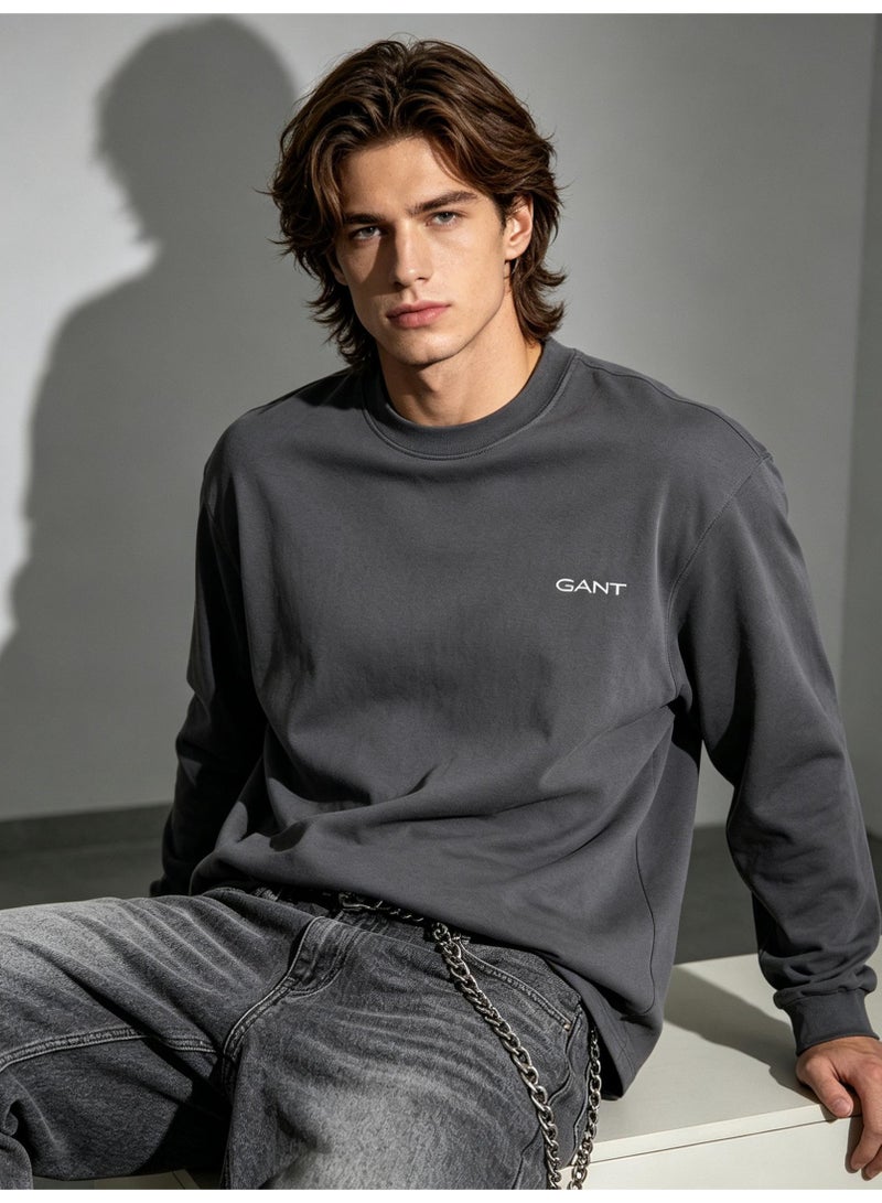 GANT Men Crew Neck Long Sleeve Smart Casual Street Sweatshirt Charcoal Dark Grey - Image 5