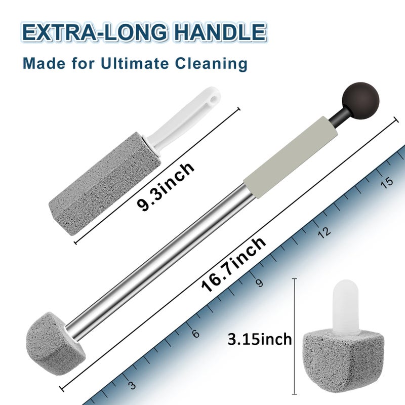 YINGMORE Pumice Stone Toilet Bowl Cleaner,16.7Inch Toilet Pumice Stone with Handle Cleans Hard Water Ring Calcium Buildup&Stains for Toilet Bath Kitchen Household Cleaning (Grey) - Image 4