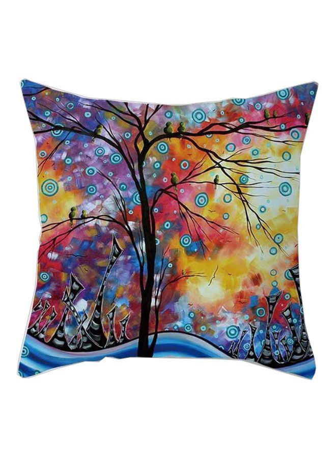 نيبمينينت غطاء وسادة بطبعة شجرة أزرق/أحمر/أسود 45x45سم