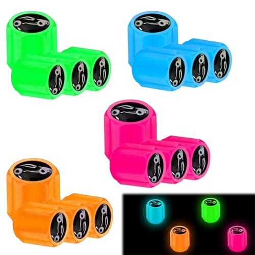 INOCEAN 16PCS Tyre Valve Cap, Fluorescent Tyre Valve Caps Illuminated Tire Cap Night Glow Luminous Wheel Covers Ideal for Cars, Bike and Bicycle, Trucks, Motorcycles Valve Cap - Image 1