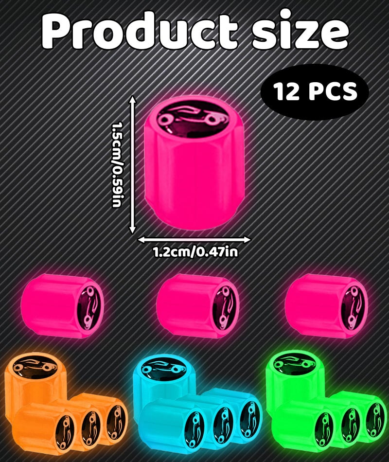 INOCEAN 16PCS Tyre Valve Cap, Fluorescent Tyre Valve Caps Illuminated Tire Cap Night Glow Luminous Wheel Covers Ideal for Cars, Bike and Bicycle, Trucks, Motorcycles Valve Cap - Image 2