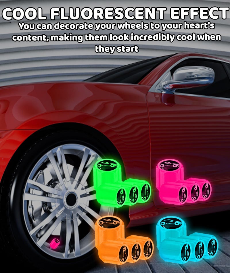 INOCEAN 16PCS Tyre Valve Cap, Fluorescent Tyre Valve Caps Illuminated Tire Cap Night Glow Luminous Wheel Covers Ideal for Cars, Bike and Bicycle, Trucks, Motorcycles Valve Cap - Image 4