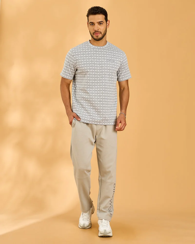 Redtag Men Grey Printed T-Shirt