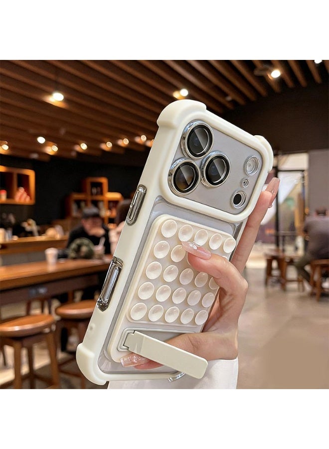 Nicor Silicone Suction Cup Phone Case for iPhone 17 Pro Max, Self-Adhesive Grip Cover for Smooth Surfaces, No-Slip Grip, Shockproof Protection for iphone 17 Pro Max(White) - Image 1
