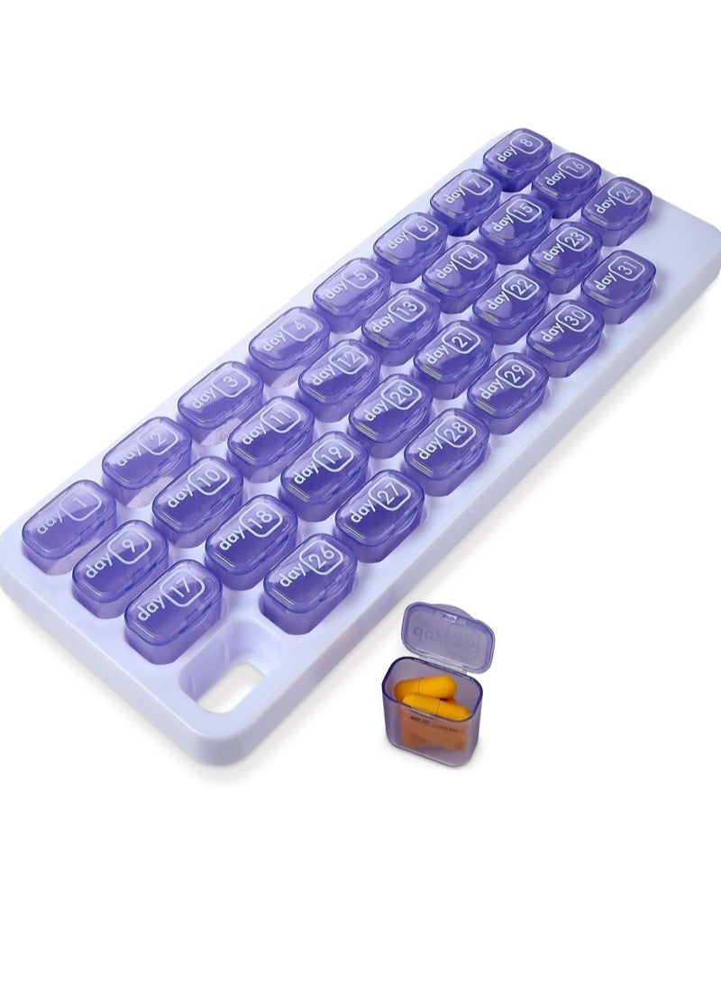lebonaer Monthly Pill Organizer - 31 Day Pill Organizer with Large Removable Medication Pods, Portable Pill Case Box and Holder for Daily Medicine and Vitamins, Great for Travel （Purple） - Image 1