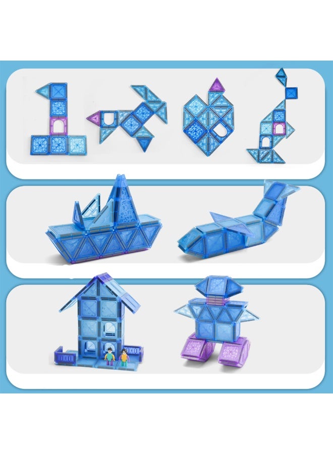 VTERLY 128PCS Magnetic Tiles, 3D Diamond Magnetic Blocks, Magnet Tiles for Kids Age 3-12, STEM Sensory Educational Magnet Toys for Kids, Girls, Boys Birthday Gifts - Image 3