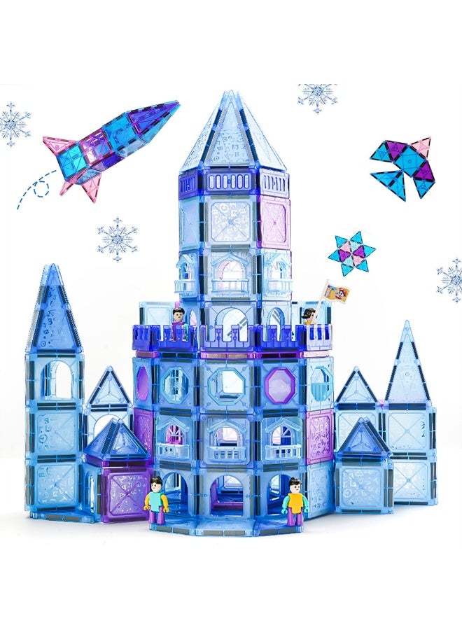 VTERLY 128PCS Magnetic Tiles, 3D Diamond Magnetic Blocks, Magnet Tiles for Kids Age 3-12, STEM Sensory Educational Magnet Toys for Kids, Girls, Boys Birthday Gifts - Image 1