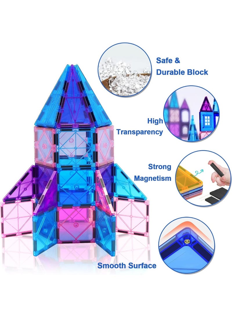 VTERLY 128PCS Magnetic Tiles, 3D Diamond Magnetic Blocks, Magnet Tiles for Kids Age 3-12, STEM Sensory Educational Magnet Toys for Kids, Girls, Boys Birthday Gifts - Image 5