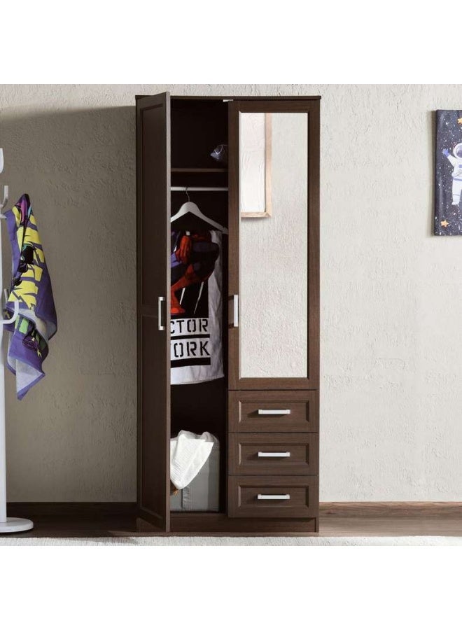 Pan Home MALMO 2 DOOR WARDROBE WITH MIRROR - BROWN - Image 4