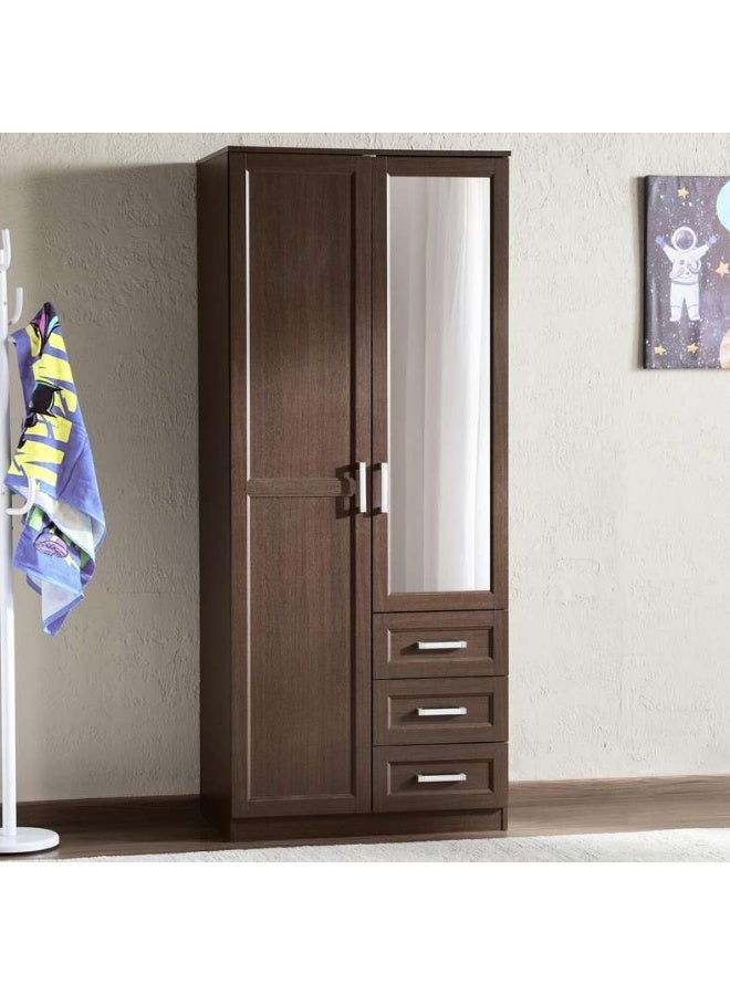Pan Home MALMO 2 DOOR WARDROBE WITH MIRROR - BROWN - Image 1