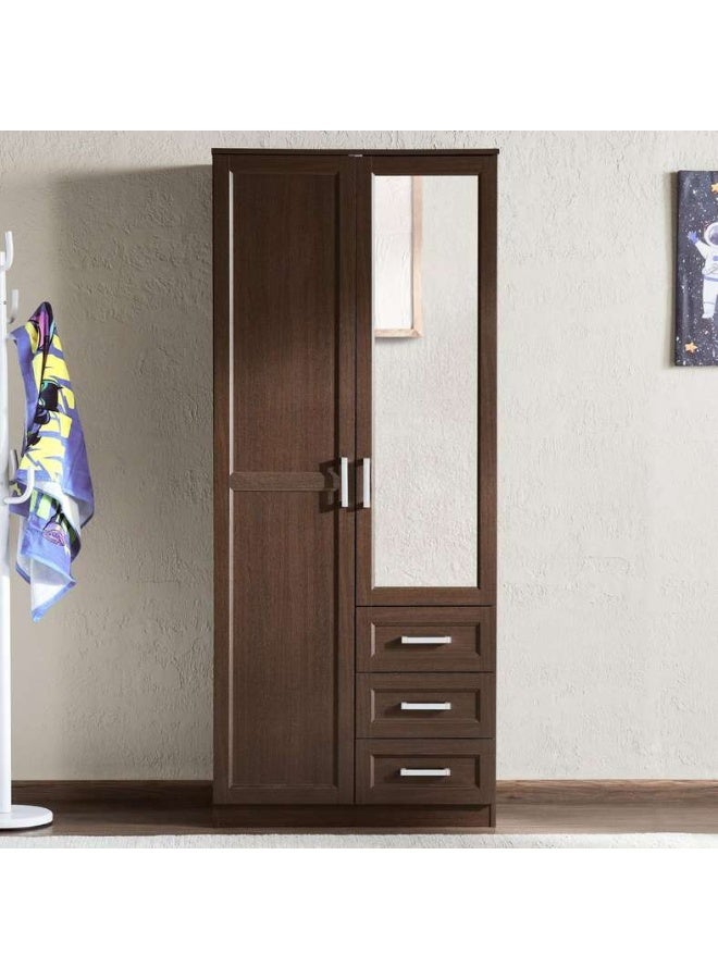 Pan Home MALMO 2 DOOR WARDROBE WITH MIRROR - BROWN - Image 3