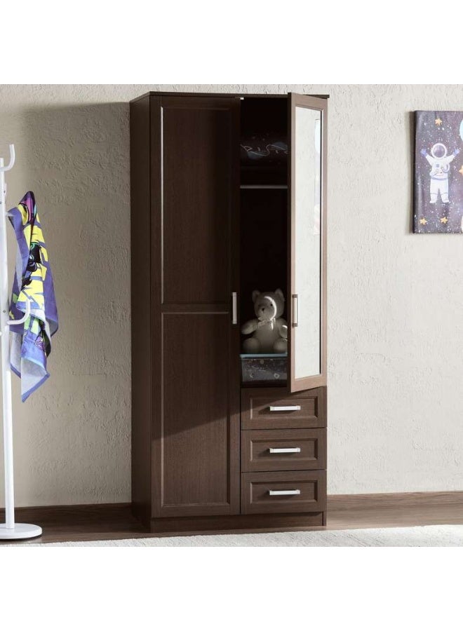 Pan Home MALMO 2 DOOR WARDROBE WITH MIRROR - BROWN - Image 2